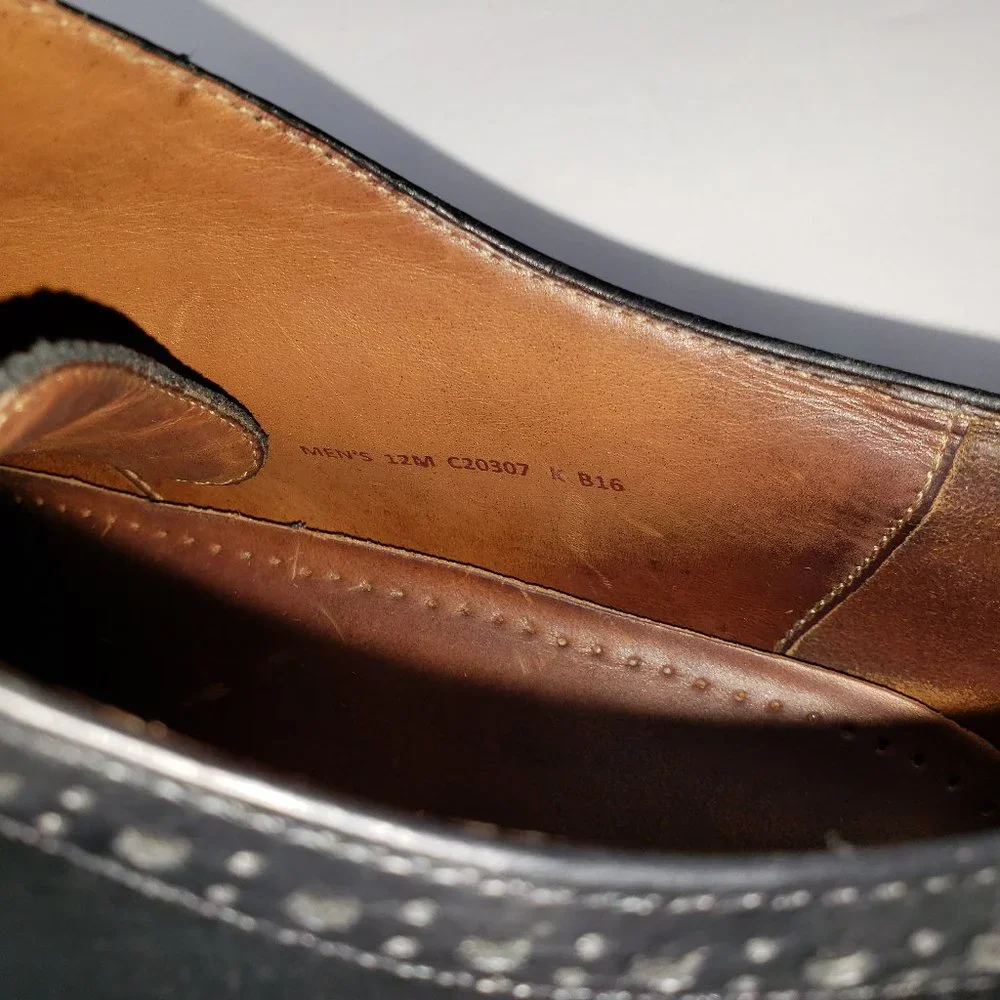 Cole Haan Preston 12M Oxford‎ Wingtip Dress Shoes Black (C20307)